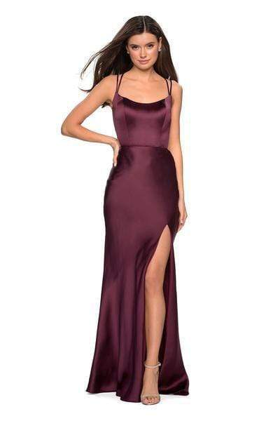 La Femme - Strappy Scoop Evening Dress with Slit 27010 - 2 pc Navy in Size 00 and 4 Available CCSALE 4 / Wine