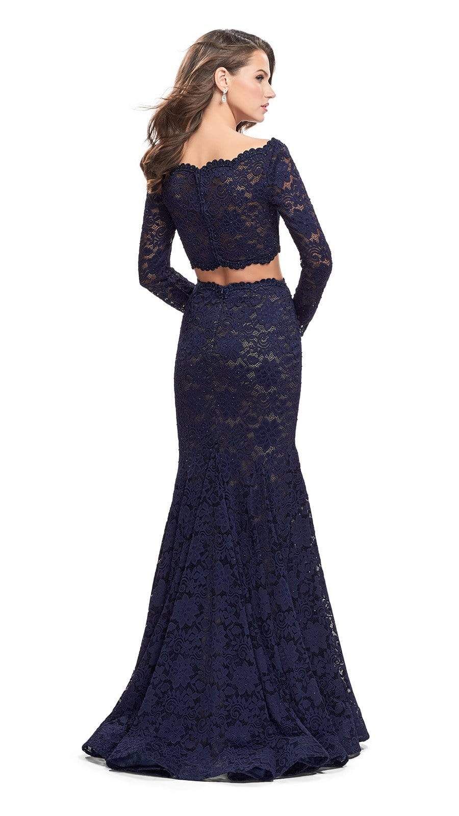 La Femme - Two Piece Lace Mermaid Dress 25668SC - 1 pc Navy In Size 8 Available CCSALE