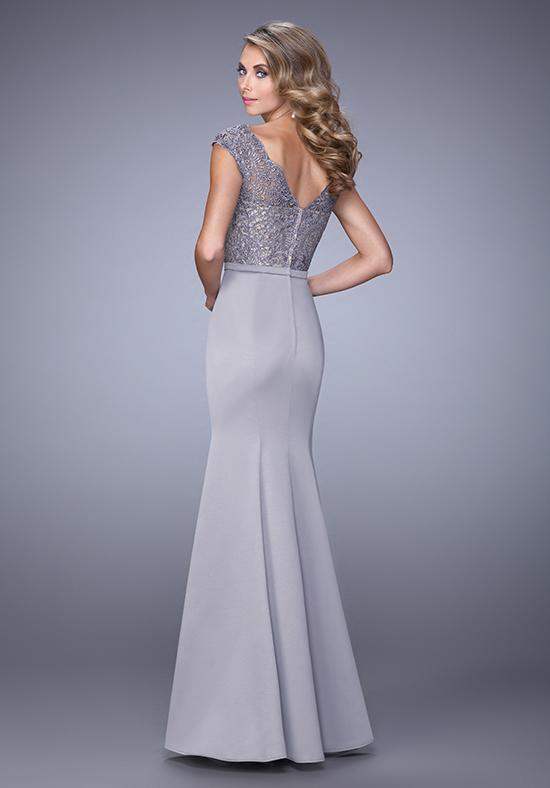 La Femme V-Neck Laced Cap Sleeves Trumpet Dress 21702SC - 1 pc Cocoa In Size 2 Available CCSALE
