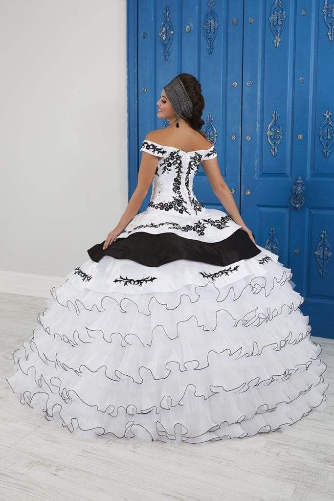 LA Glitter - 24050 Applique Plunging Off-Shoulder Tiered Ballgown Special Occasion Dress