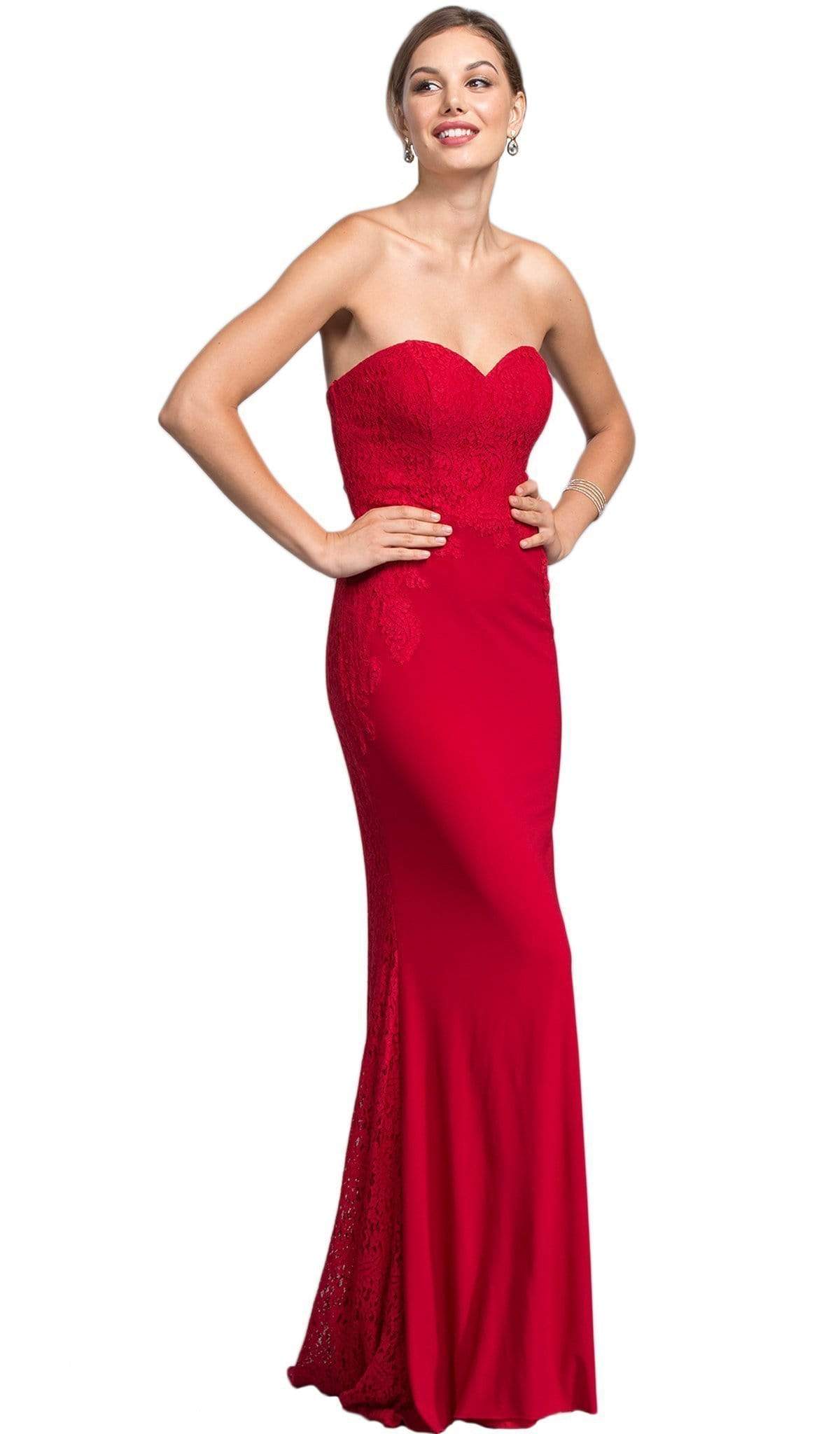 Lace Strapless Sweetheart Prom Dress Dress XXS / Burgundy