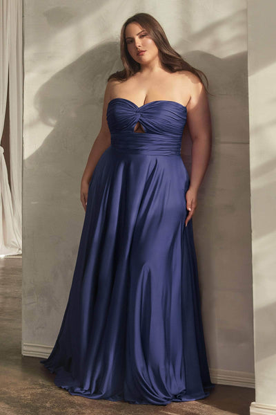 Ladivine 7496C - Ruched Cutout Evening Gown Special Occasion Dress