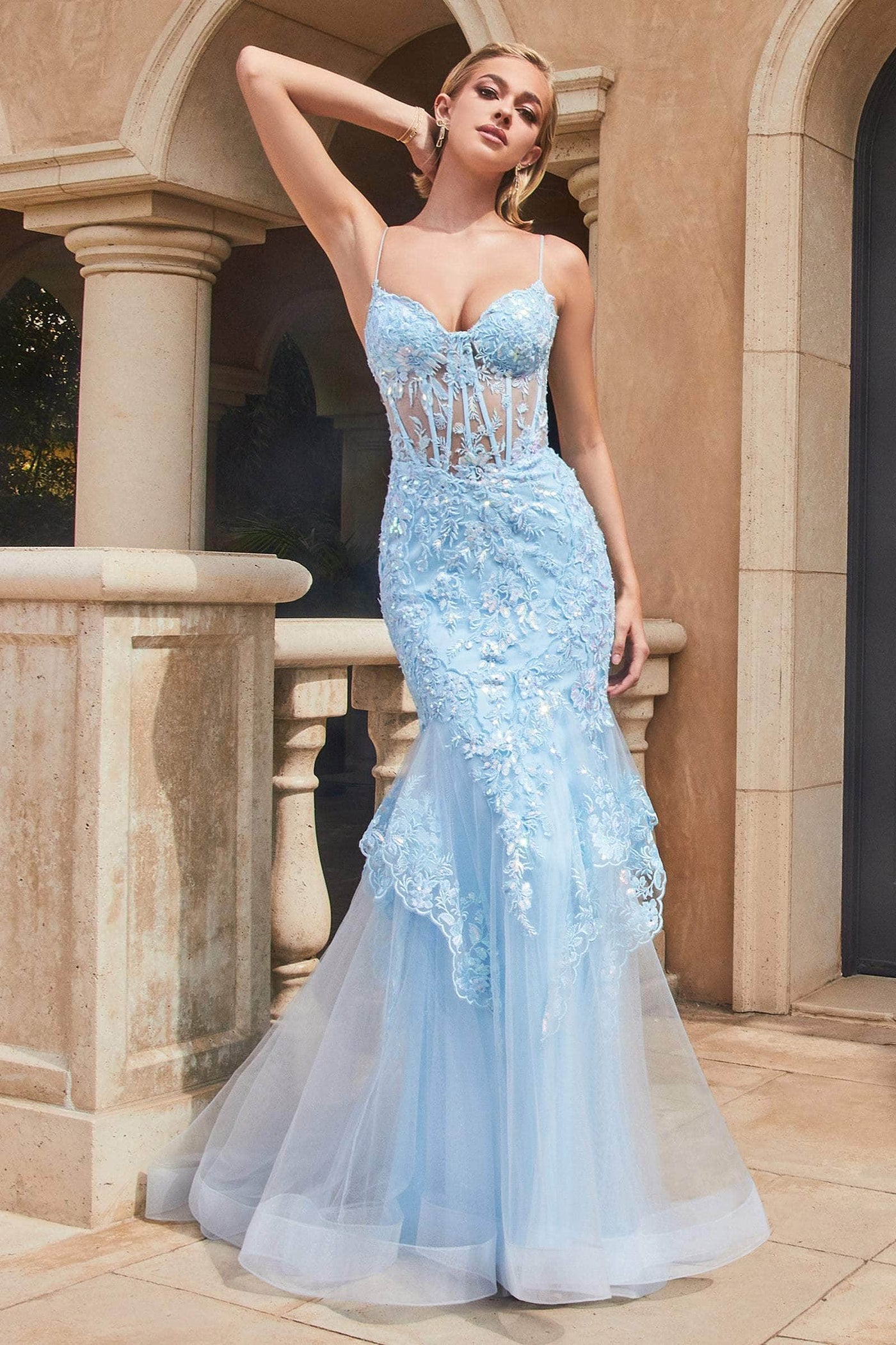 Ladivine 9316 -  Sheer Corset Sleeveless Gown Special Occasion Dress