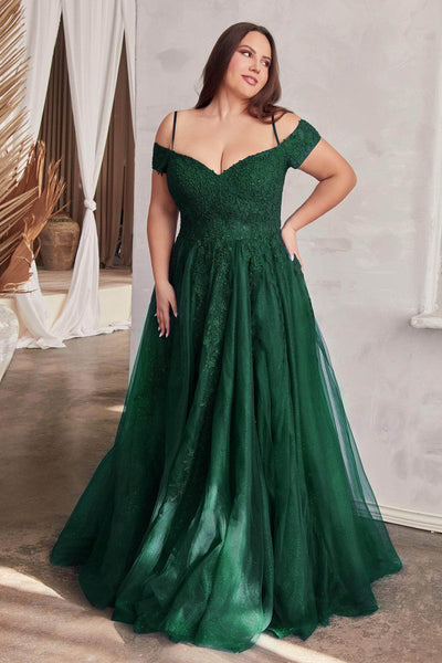 Ladivine C154C - Embroidered Cold Shoulder Gown Special Occasion Dress