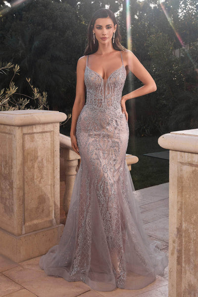 Ladivine CC2253 - Strappy Back Beaded Evening Gown Special Occasion Dress