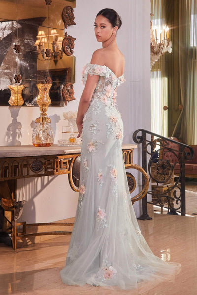 Ladivine CD005 - Off-Shoulder 3D Floral Embellished Dress Special Occasion Dress