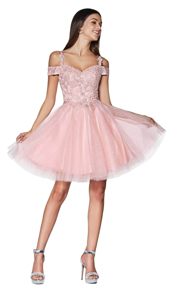 Ladivine - Glitter Lace Dress CD0132 In Pink