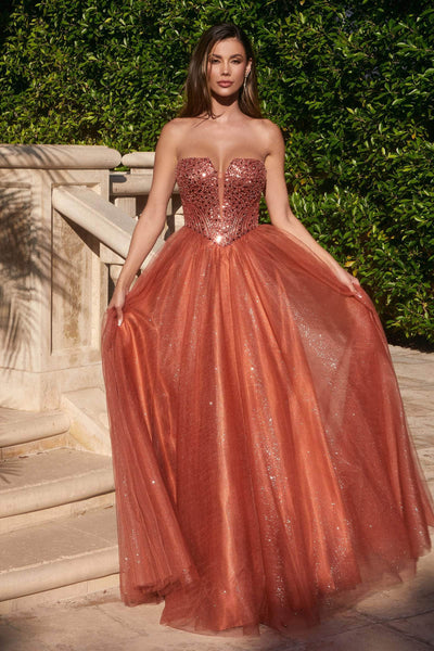 Ladivine CD0217 - Strapless Tulle Prom Gown Special Occasion Dress