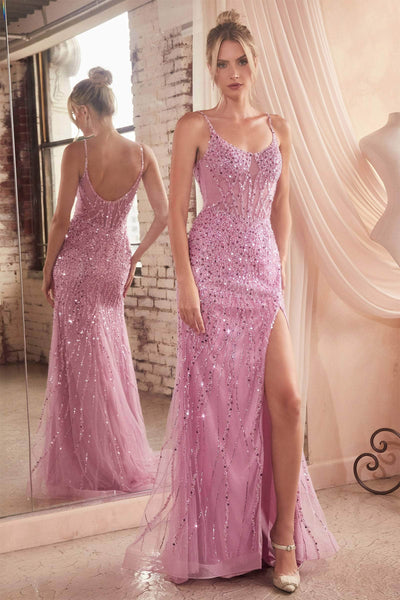 Ladivine CD0220 - Scoop High Slit Prom Gown Special Occasion Dress