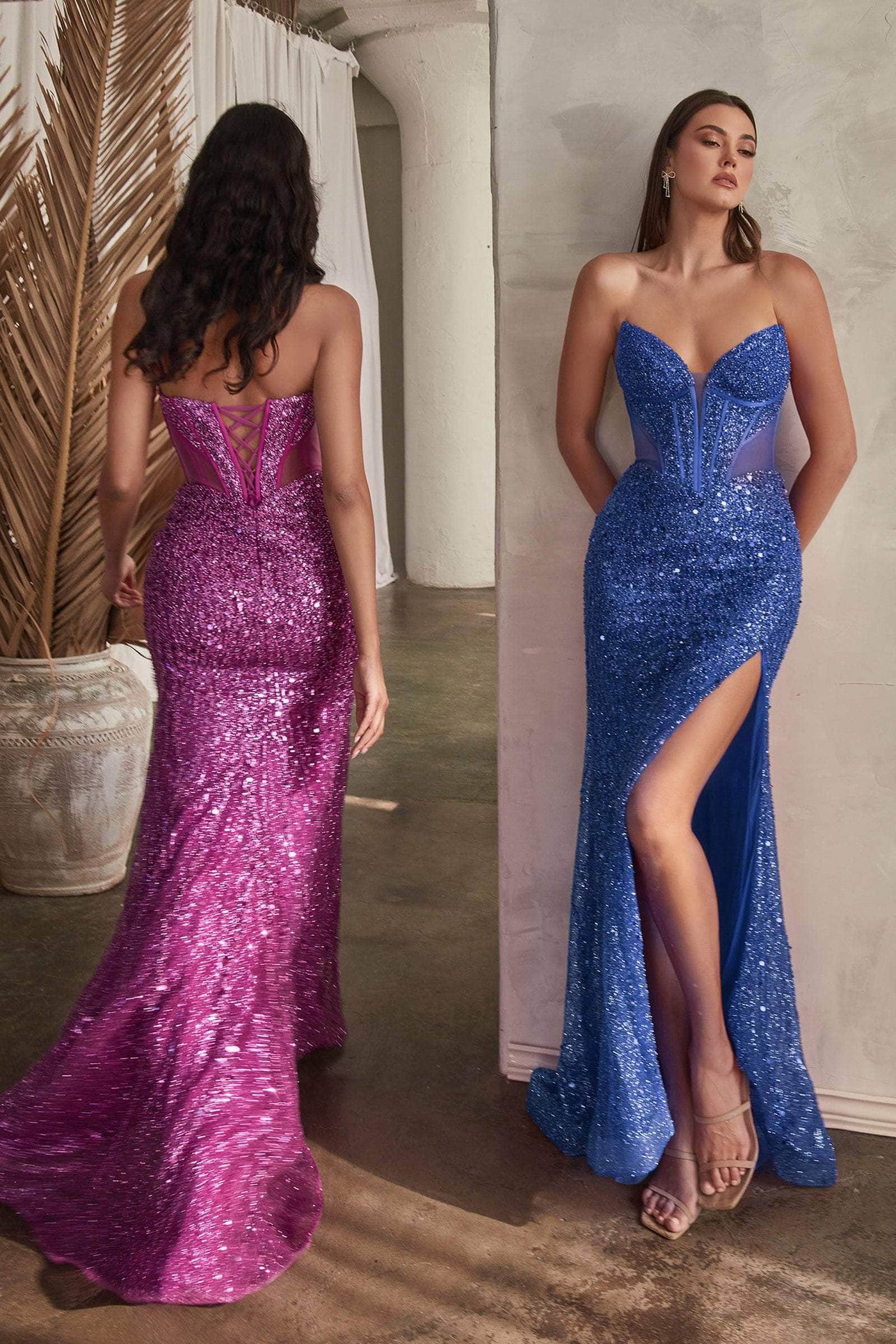 Ladivine CD0227 - Strapless Illusion Side Prom Gown Special Occasion Dress