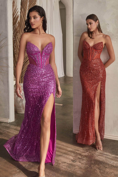 Ladivine CD0227 - Strapless Illusion Side Prom Gown Special Occasion Dress
