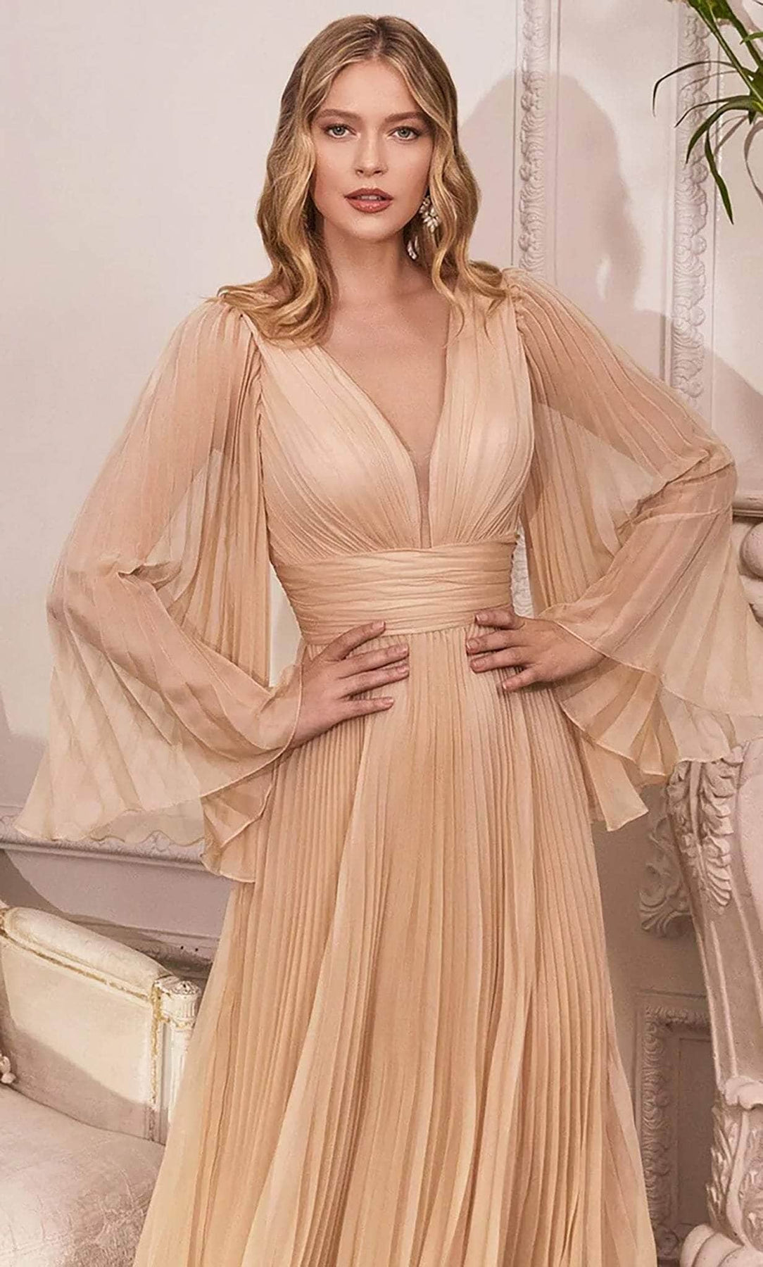 Ladivine - Pleated Dress CD242S In Neutral