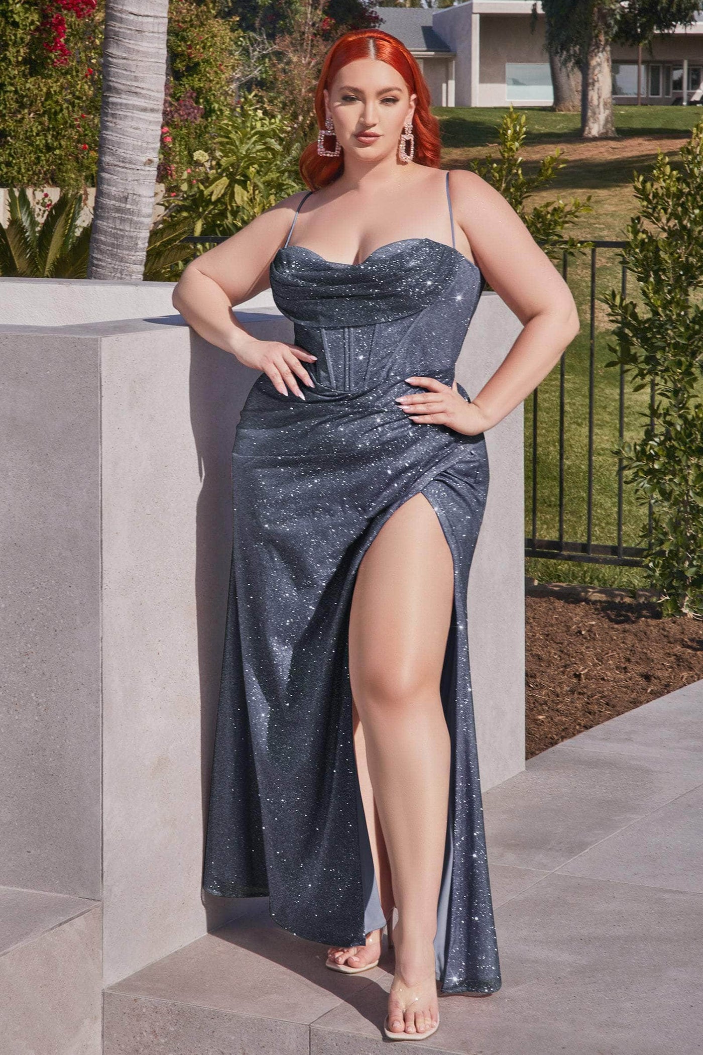 Ladivine CD254C - Cowl Corset Plus Prom Dress Prom Dresses