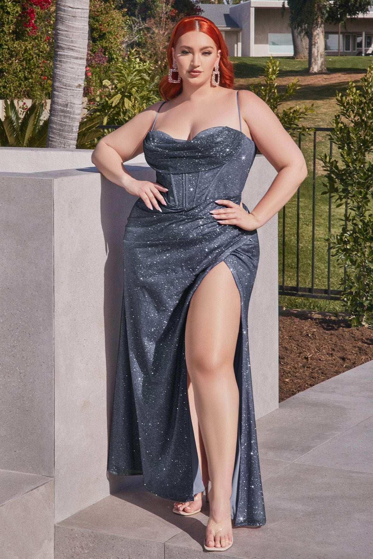 Ladivine CD254C - Cowl Corset Plus Prom Dress Prom Dresses