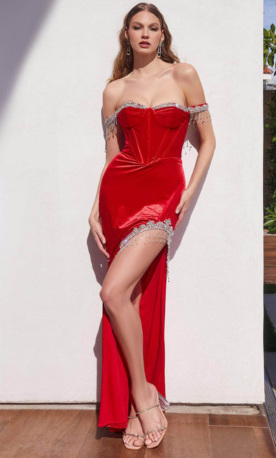 Ladivine CD292 - Fringed Slit Gown