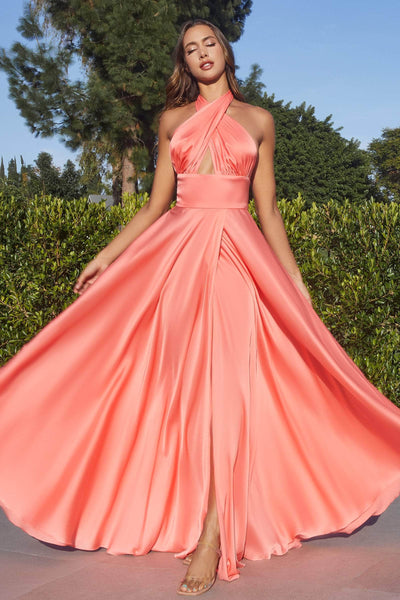 Ladivine CD323 - Sleeveless Banded Waist Prom Gown Special Occasion Dress