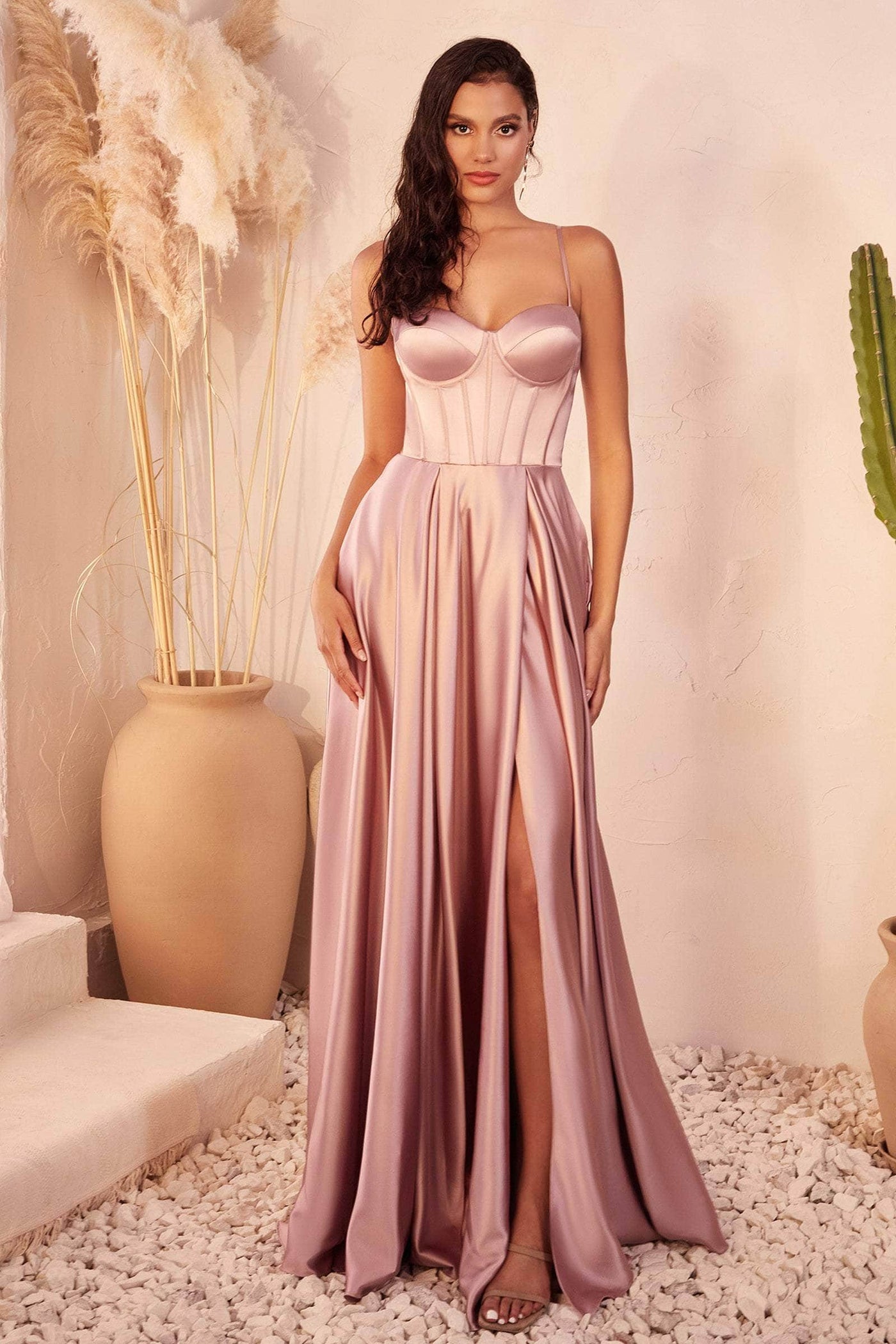 Ladivine CD337 - Pleated A-Line Prom Gown Special Occasion Dress