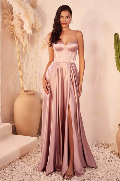 Ladivine CD337 - Pleated A-Line Prom Gown Special Occasion Dress