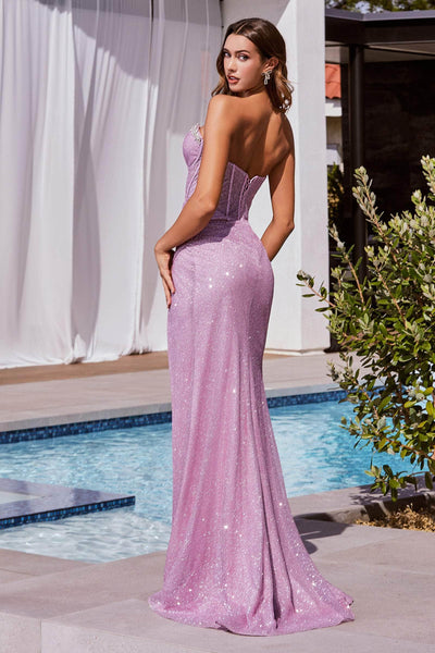 Ladivine CD342 - High Slit Glitters Evening Dress Special Occasion Dress