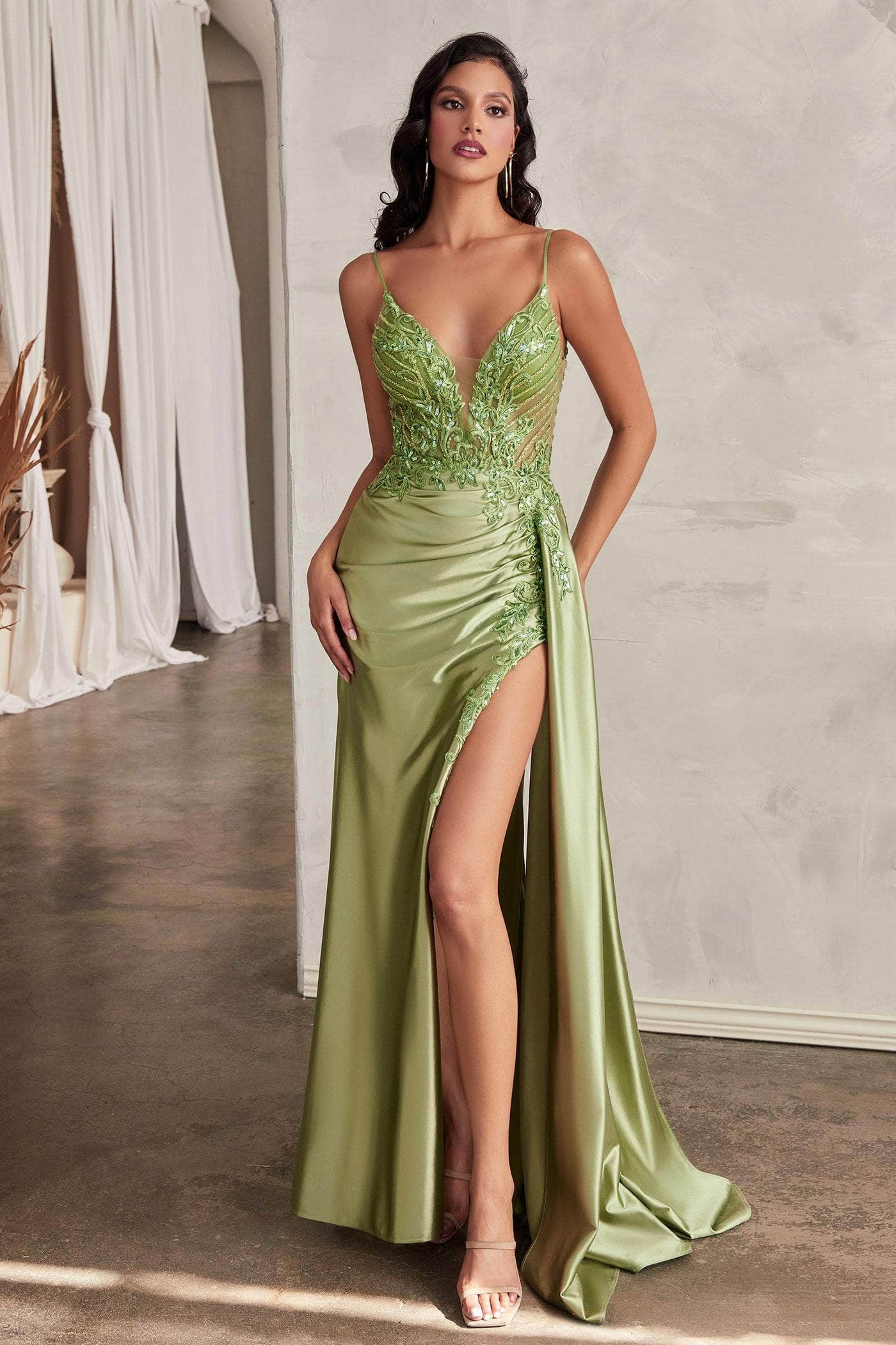Ladivine CD809 - Embroidered V-Neck  Gown Special Occasion Dress