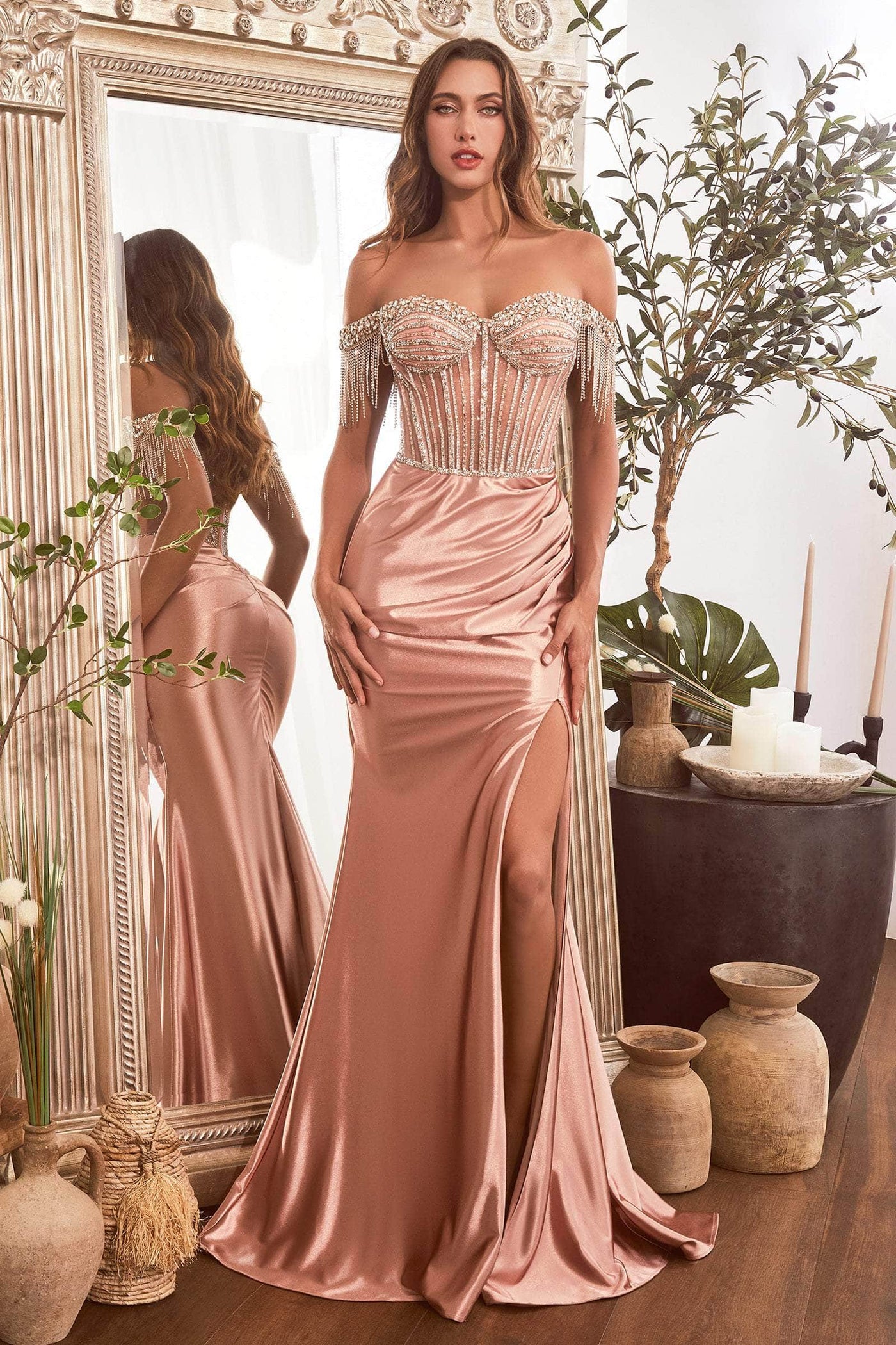 Ladivine CD821 - Beaded Corset Bodice Gown Special Occasion Dress