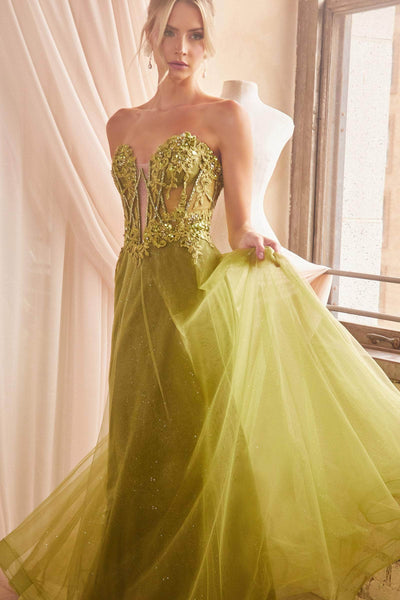 Ladivine CD830 - Embroidered Plunging Ballgown Special Occasion Dress