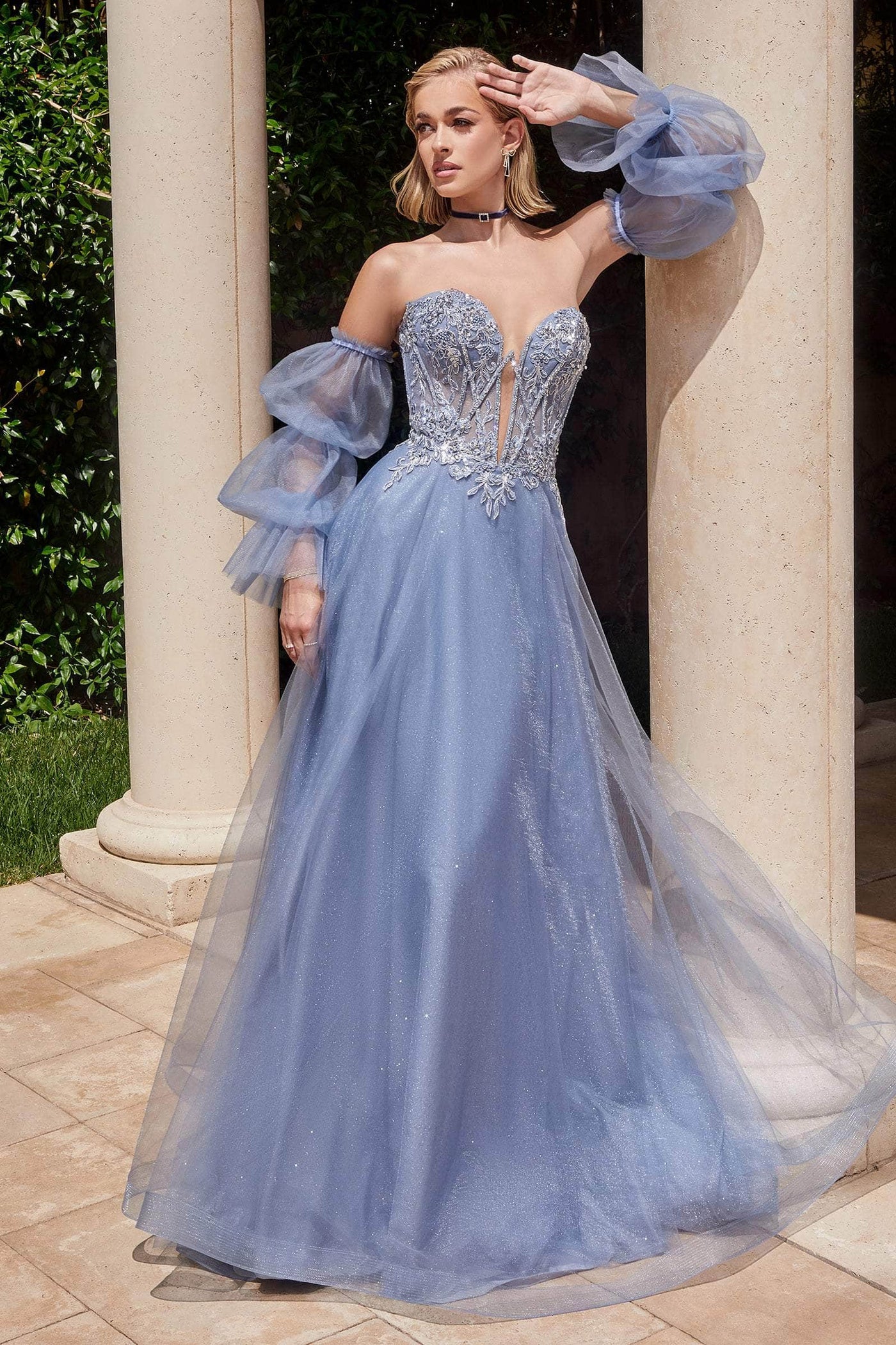 Ladivine CD830 - Embroidered Plunging Ballgown Special Occasion Dress