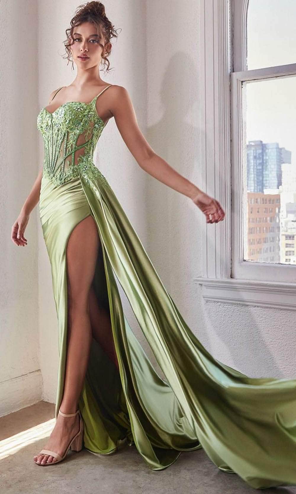 Ladivine CD868 - Spaghetti Strap Embellished Prom Dress Prom Dresses
