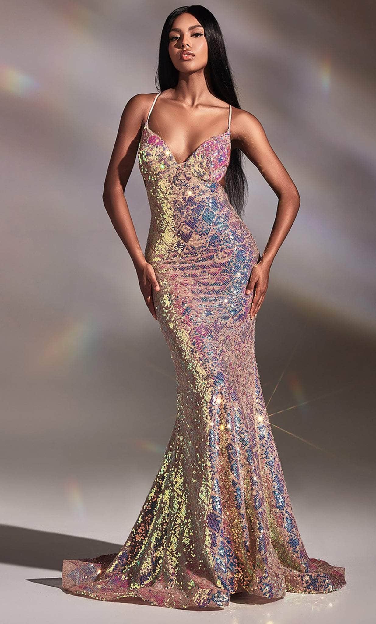 Ladivine CD880 - Sequin Mermaid Evening Gown Prom Dresses 2 / Opal Blush-