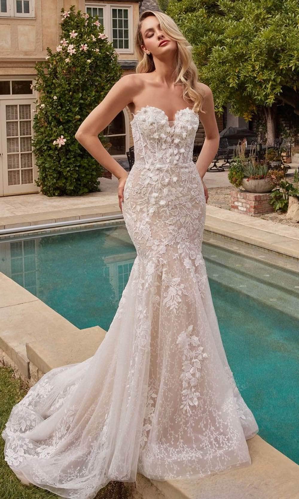 Ladivine CDS431W - Mermaid Bridal Gown 2 / Off White-Nude