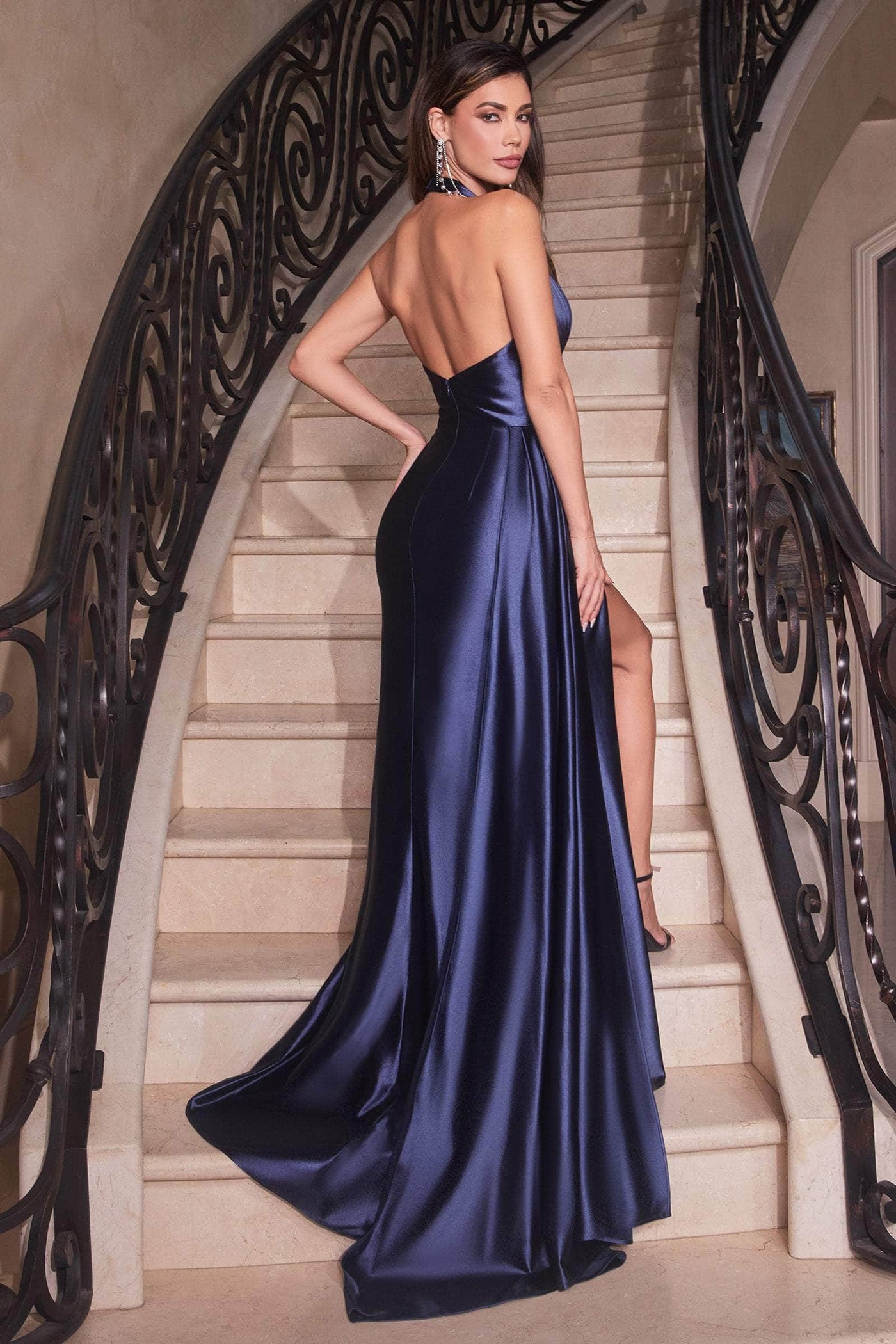 Ladivine CH079 - Plunging Halter Prom Gown Special Occasion Dress