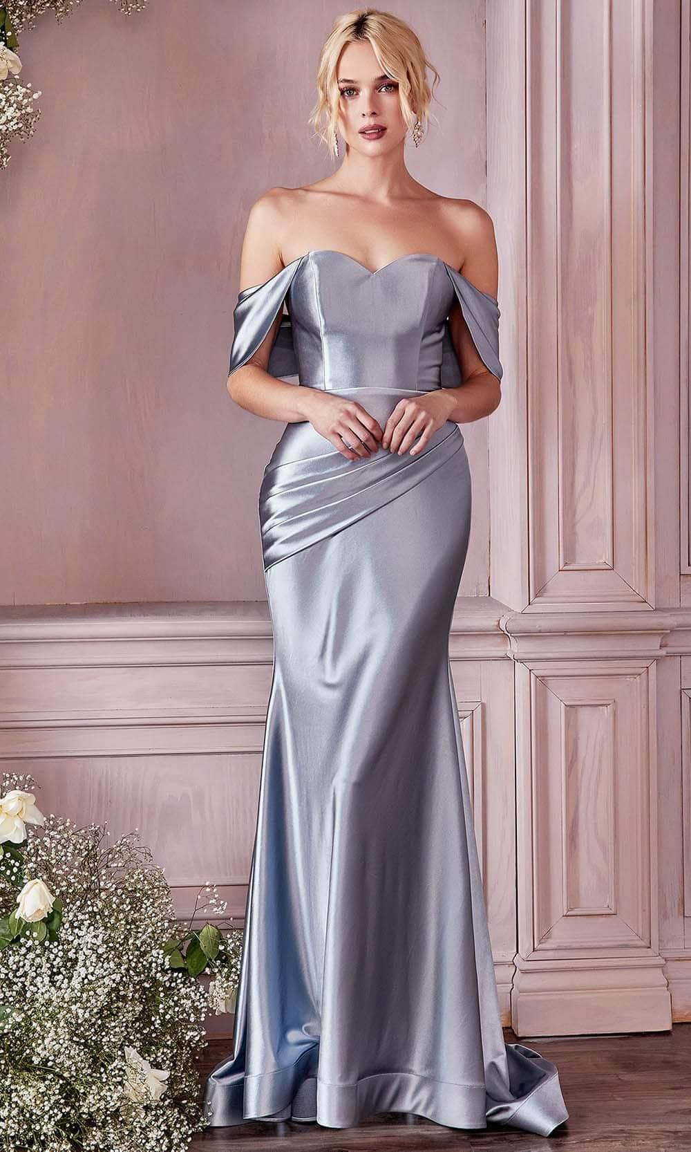 Ladivine - Plus Size Dress CH163C In Silver and Blue