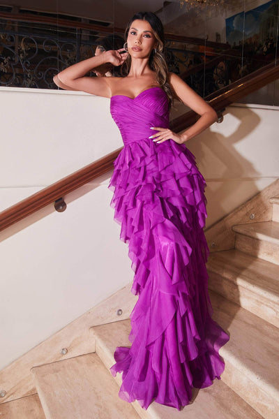 Ladivine CZ0027 - Tiered Ruffled Evening Dress Special Occasion Dress