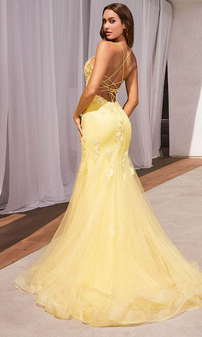 Ladivine D145 - Lace-Up Back Beaded Prom Gown Prom Dresses