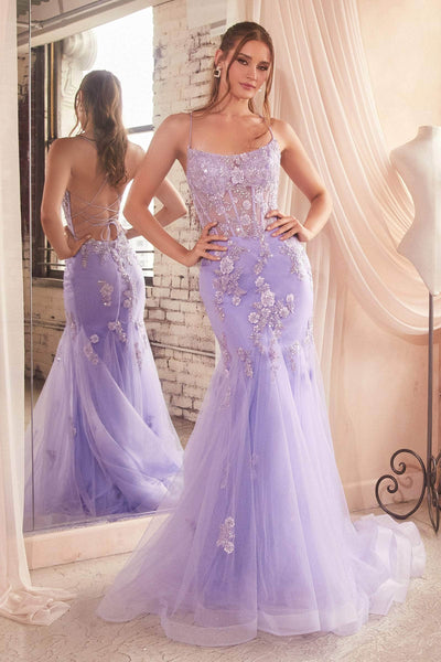 Ladivine D145 - Scoop Illusion Waist Prom Gown Special Occasion Dress