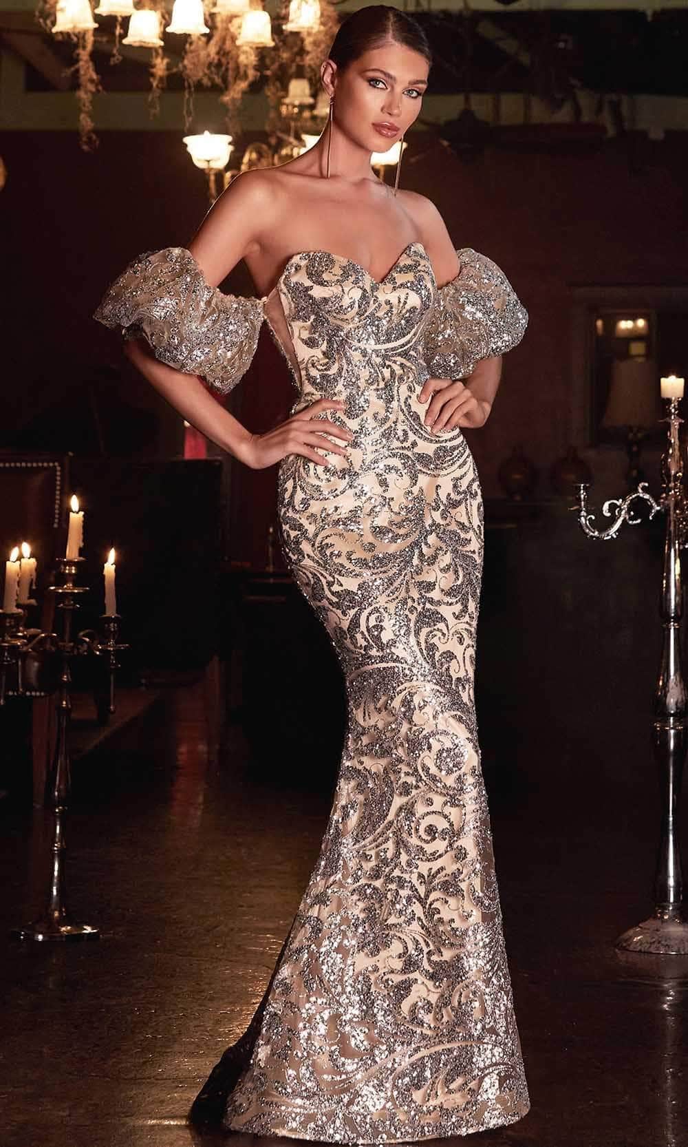 Ladivine J820 - Sequin Detachable Sleeve Prom Gown Prom Dresses 10 