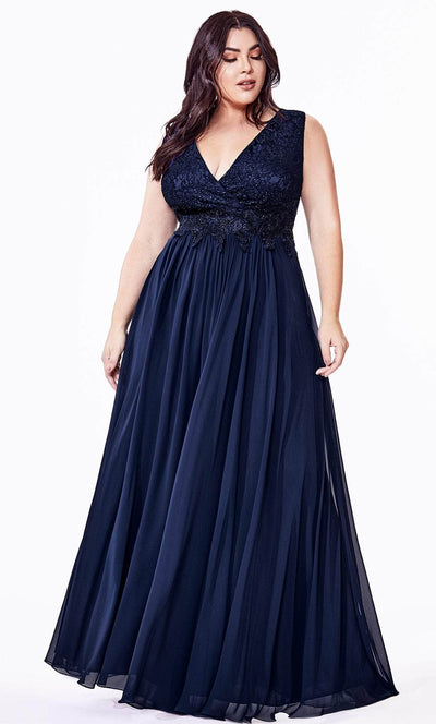 Ladivine S7201 - Deep V-Neck Gown