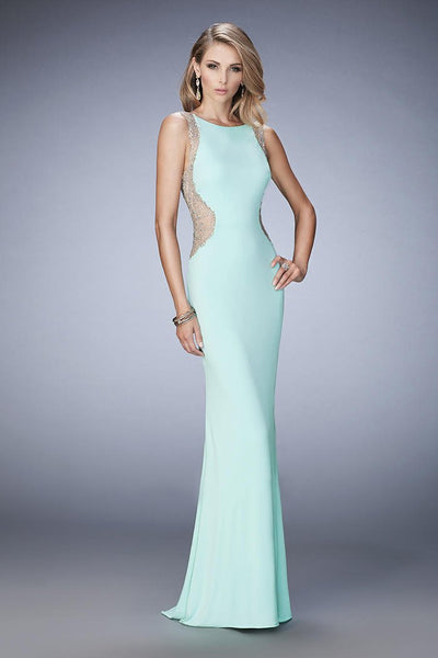 La Femme - 22257 Fitted Side Embellished Long Gown In Green