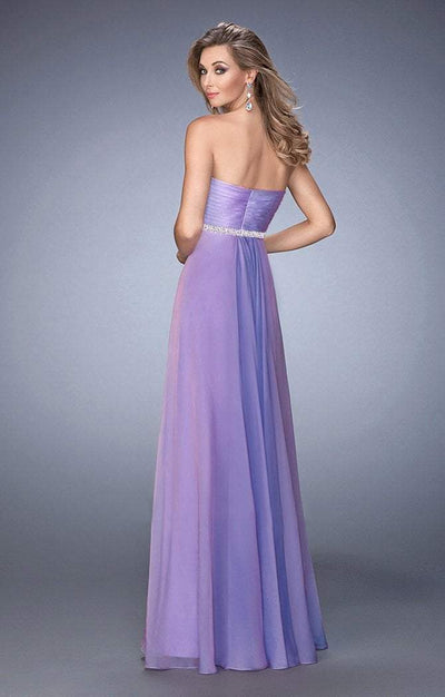 La Femme - 22382 Interwoven Sweetheart Chiffon Gown In Purple