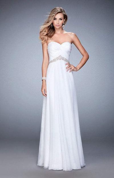 La Femme - 22382 Interwoven Sweetheart Chiffon Gown In White