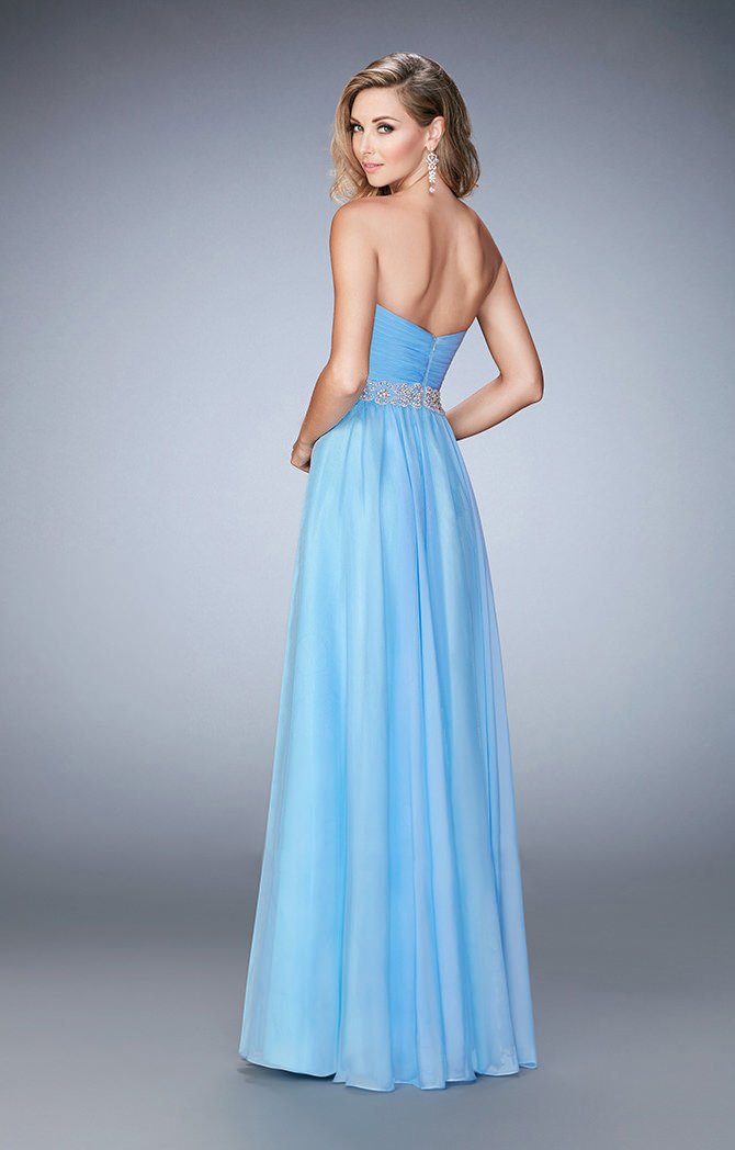 La Femme - 22786 Strapless Bejeweled Waist Gown In Blue