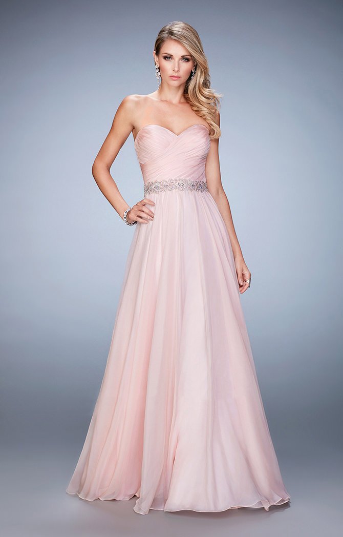 La Femme - 22786 Strapless Bejeweled Waist Gown In Pink