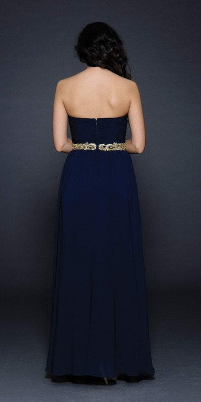 Lara Dresses - Ruched Semi-Sweetheart A-Line Dress 21539 in Blue