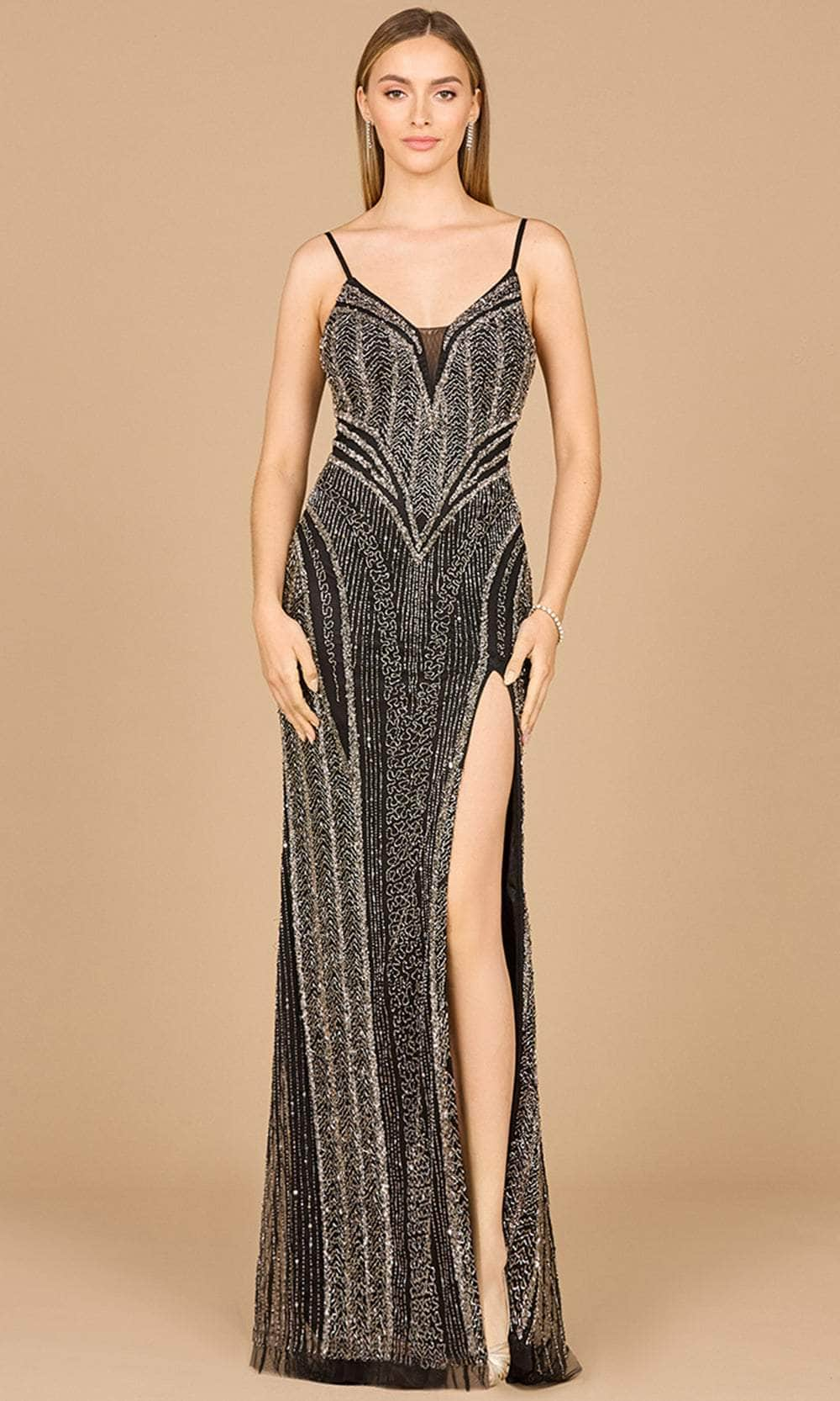 Lara Dresses 29003 - Spaghetti Strap Evening Gown with Slit 0 /  Black