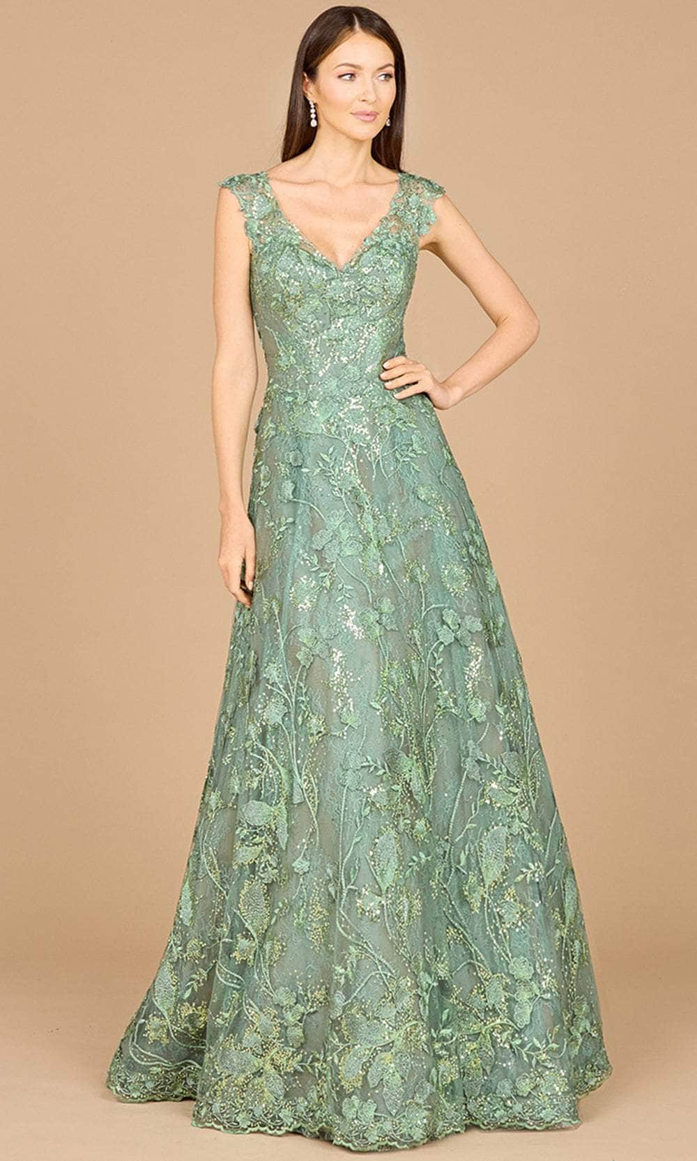 Lara Dresses 29017 - Floral A-Line Evening Gown 0 /  Green