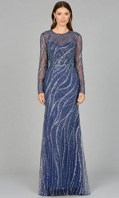 Lara Dresses 29039 - Illusion Jewel Beaded Formal Dress Special Occasion Dresses 4/ Blue