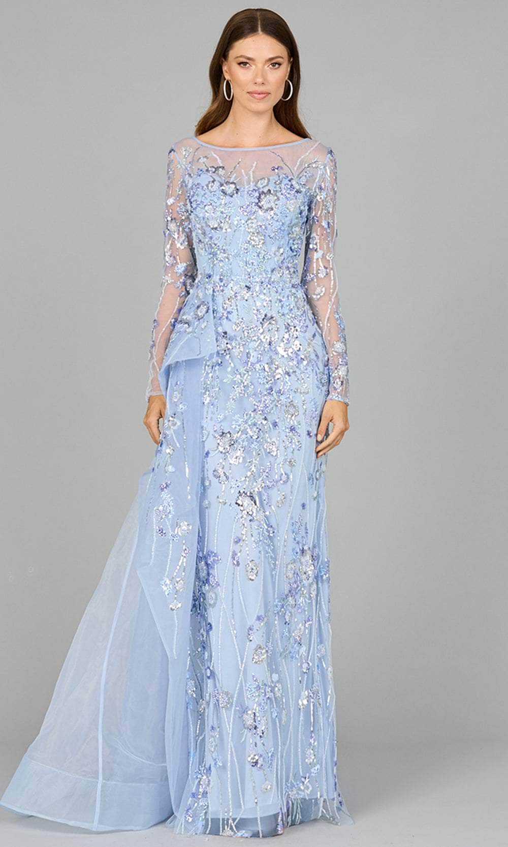 Lara Dresses 29040 - Long Sleeve Embellished Formal Dress Special Occasion Dresses 4/ Periwinkle