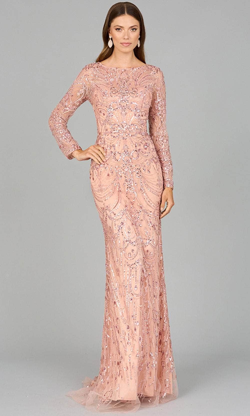 Lara Dresses 29050 - Lace Long Sleeve Evening Dress Special Occasion Dresses 2/ Blush
