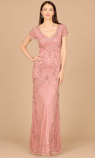 Lara Dresses 29073 - Embellished Cap Sleeve Evening Dress 0 /  Rose