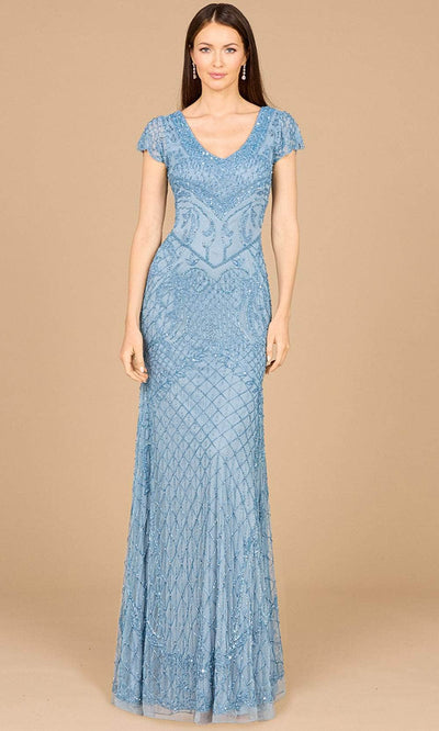 Lara Dresses 29073 - Embellished Cap Sleeve Evening Dress 0 /  Slate